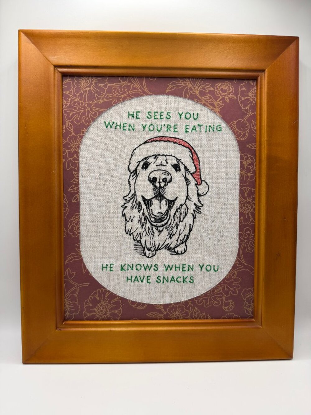 Homemade Holiday Snack Dog 8X10 Embroidery Art